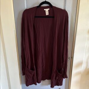 Matty M Red Cardigan Sweater Open-Front Long